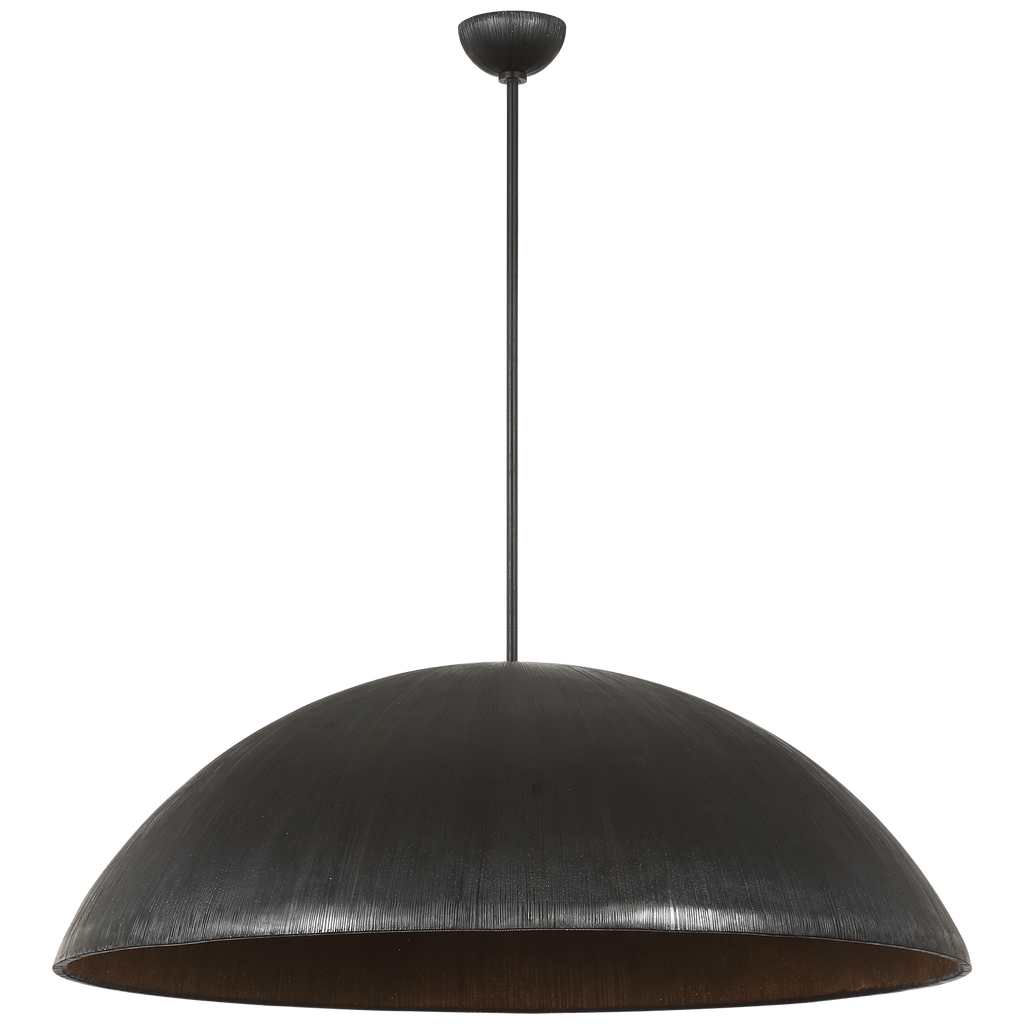 Utopia 48" Sculpted Pendant | Aged Iron | White Glass