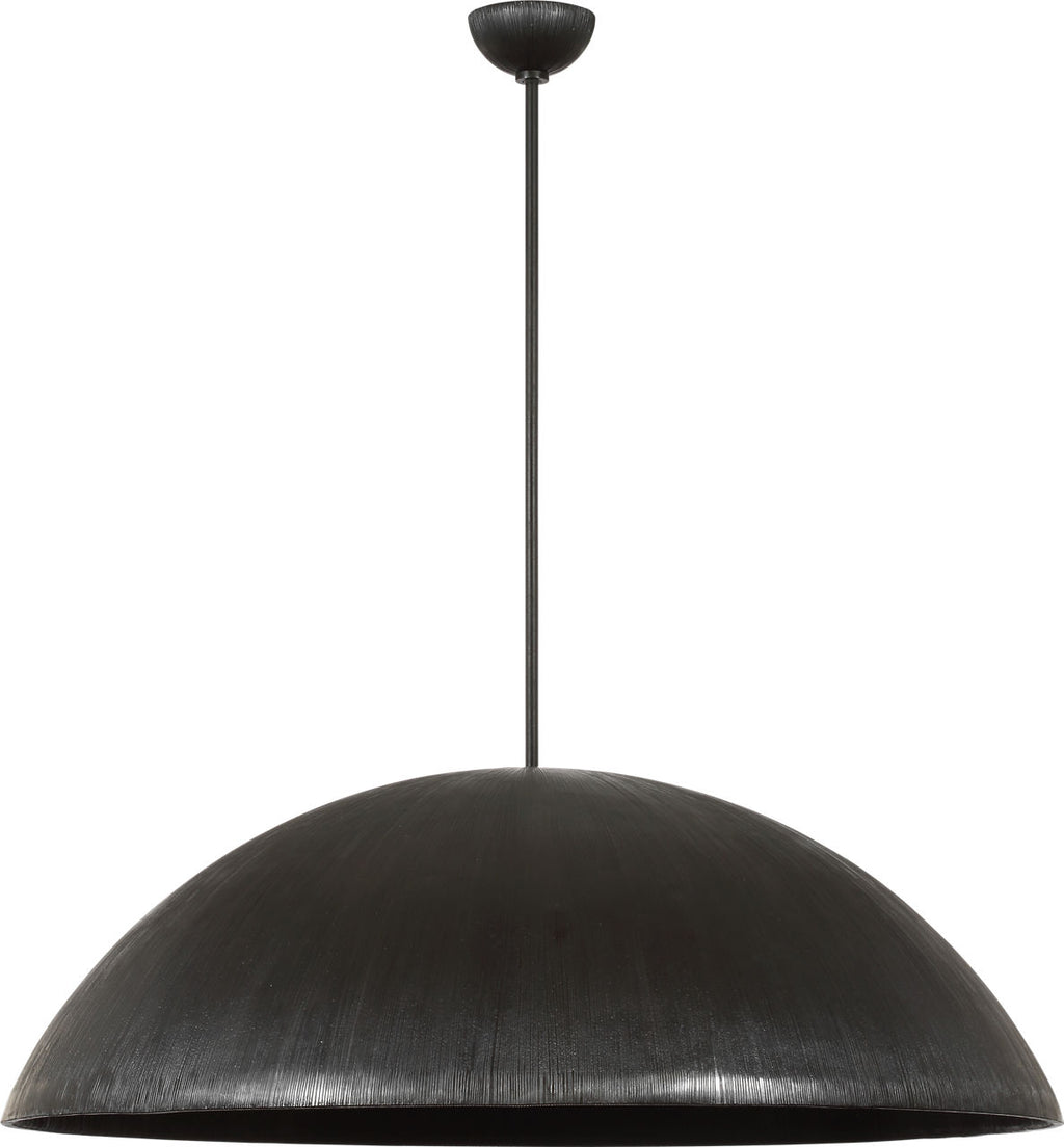 Utopia 48" Sculpted Pendant | Aged Iron | White Glass