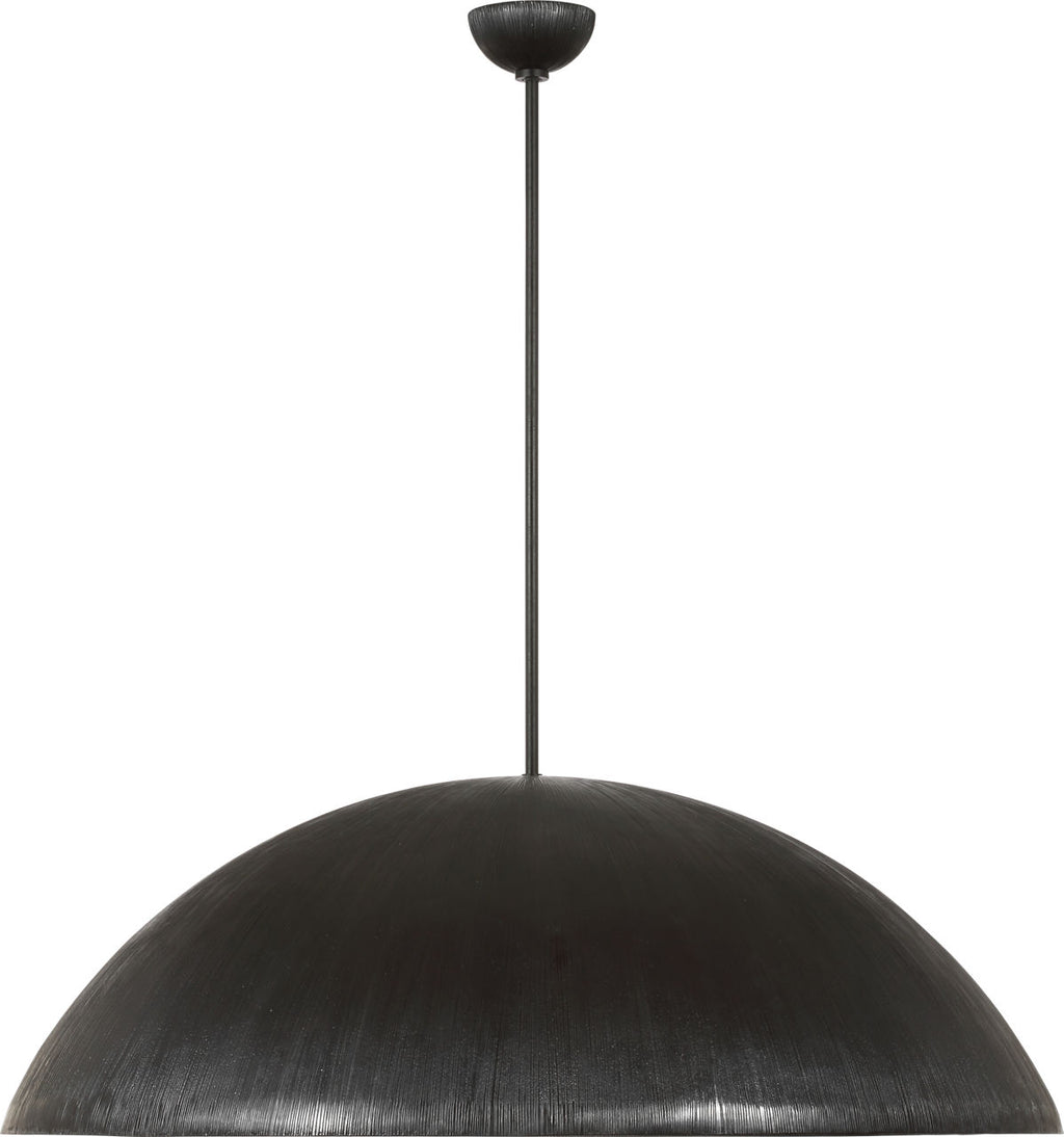 Utopia 48" Sculpted Pendant | Aged Iron | White Glass