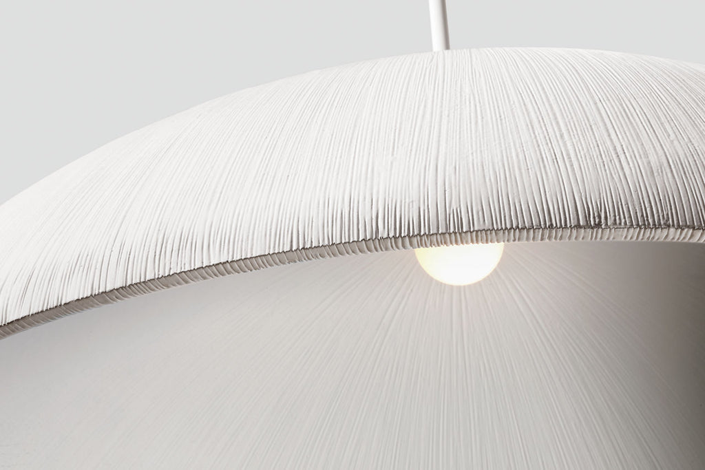 Utopia 48" Sculpted Pendant | Plaster White | White Glass