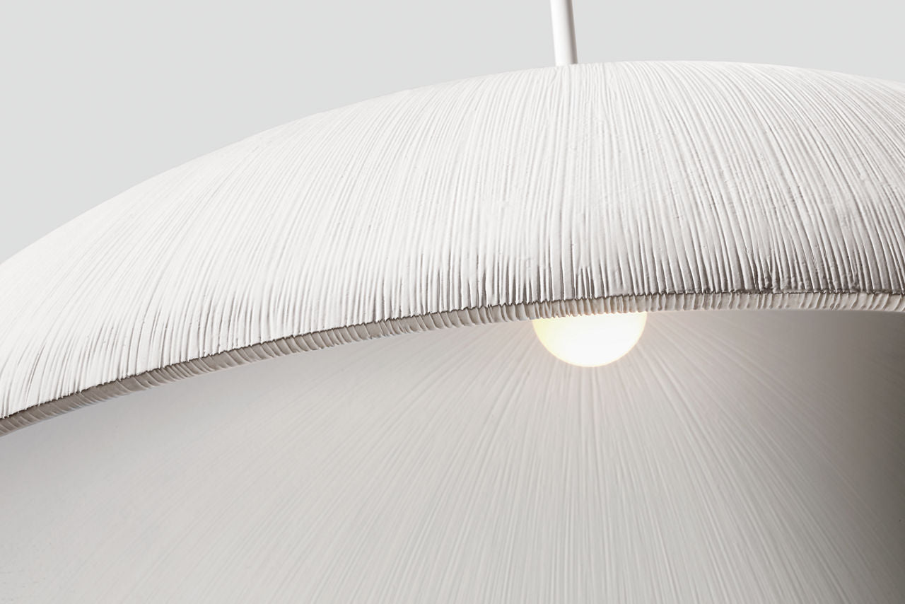 Utopia 48" Sculpted Pendant | Plaster White | White Glass