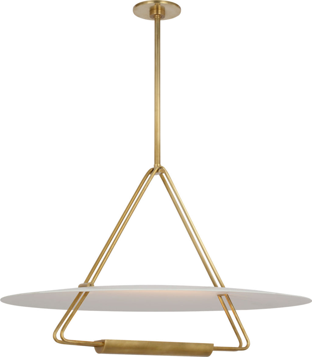 Teline 30" Round Chandelier | Antique-Burnished Brass and Matte White