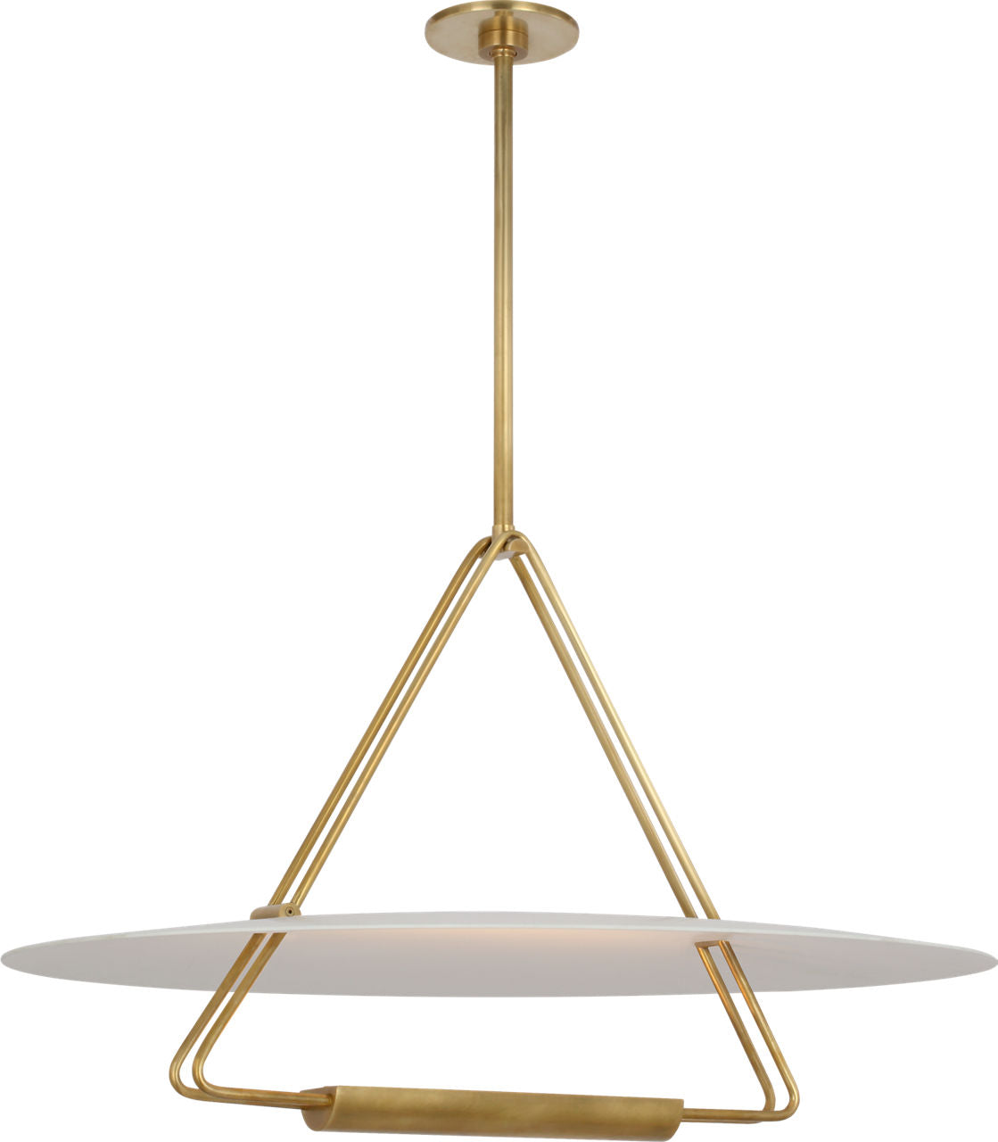 Teline 30" Round Chandelier | Antique-Burnished Brass and Matte White