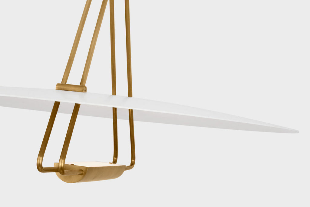 Teline 30" Round Chandelier | Antique-Burnished Brass and Matte White