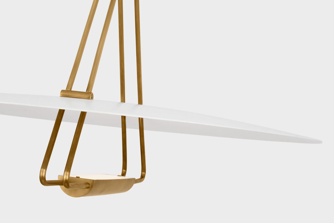 Teline 30" Round Chandelier | Antique-Burnished Brass and Matte White