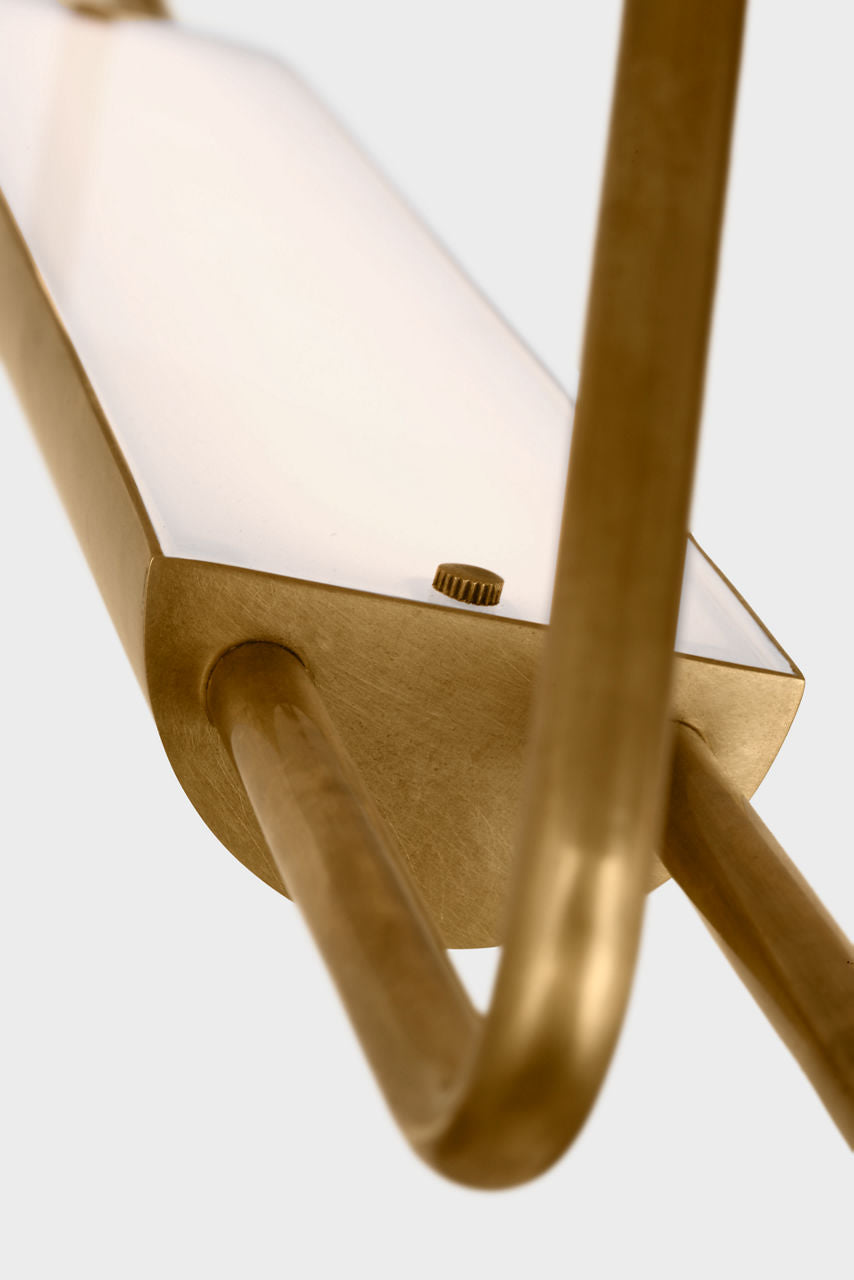 Teline 30" Round Chandelier | Antique-Burnished Brass and Matte White