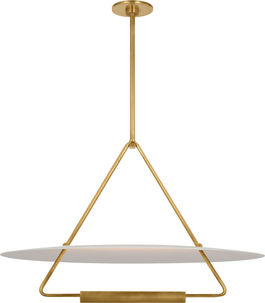 Teline 30" Round Chandelier | Antique-Burnished Brass and Matte White