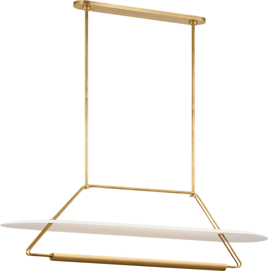 Teline 54" Oval Linear | Antique-Burnished Brass and Matte White