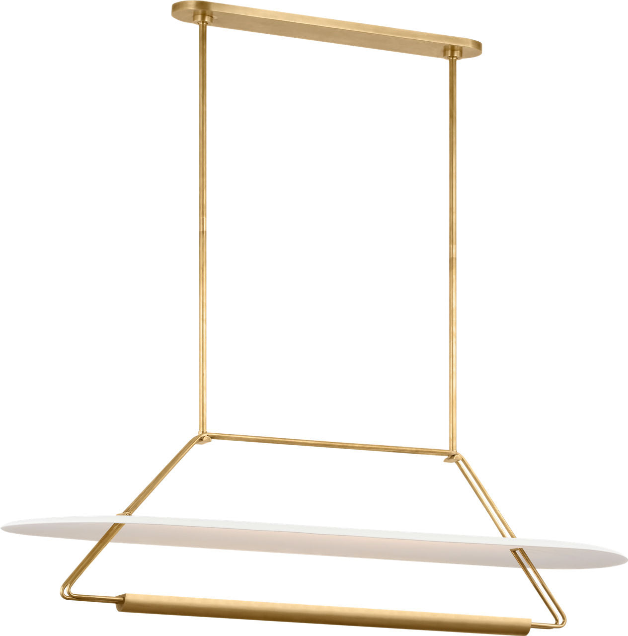 Teline 54" Oval Linear | Antique-Burnished Brass and Matte White