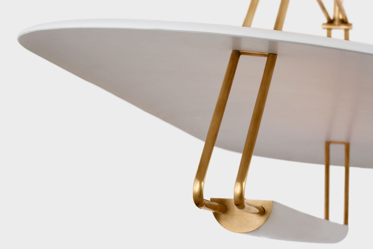 Teline 54" Oval Linear | Antique-Burnished Brass and Matte White