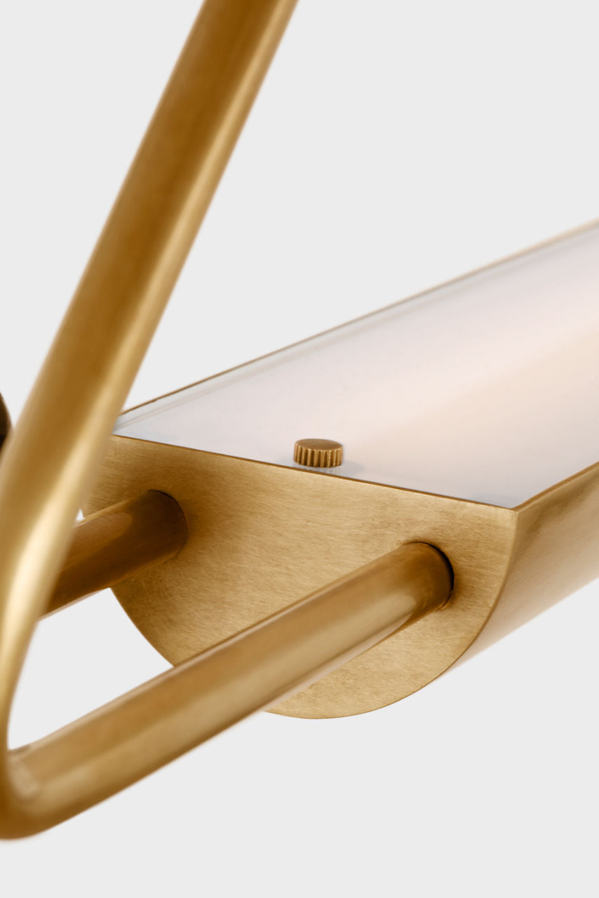 Teline 54" Oval Linear | Antique-Burnished Brass and Matte White