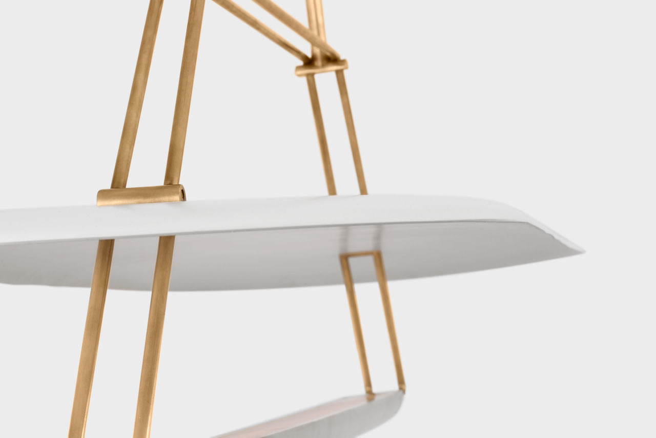 Teline 54" Oval Linear | Antique-Burnished Brass and Matte White