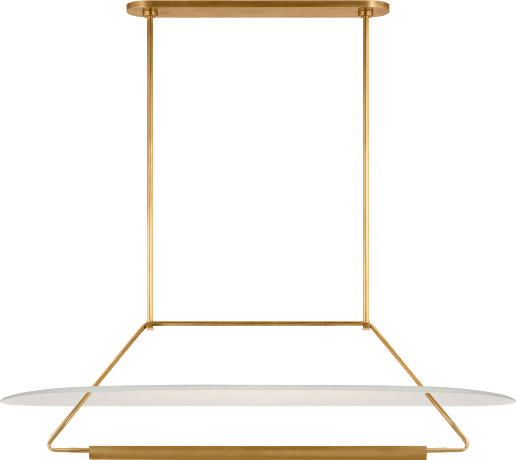 Teline 54" Oval Linear | Antique-Burnished Brass and Matte White