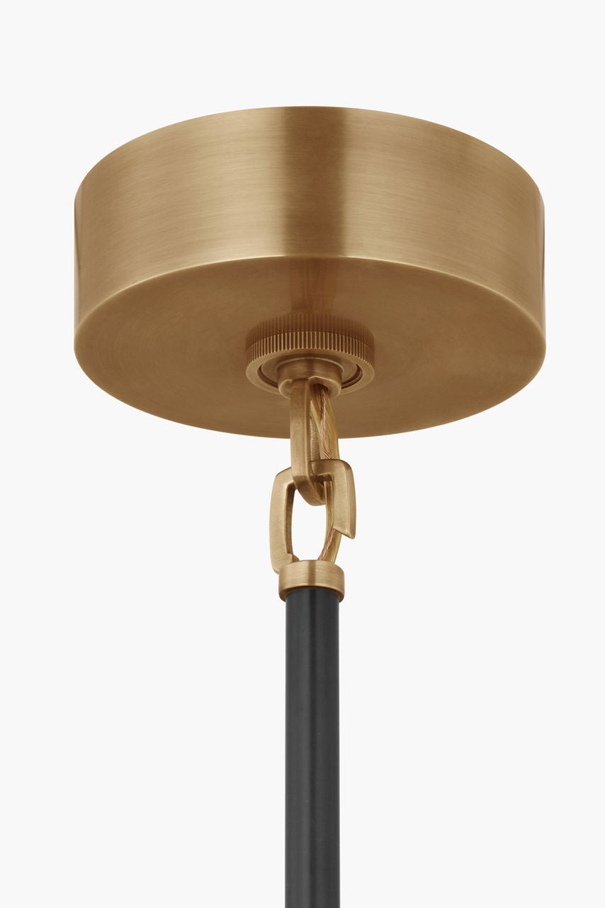 Precision Small Pendant | Antique-Burnished Brass and Bronze | White Glass
