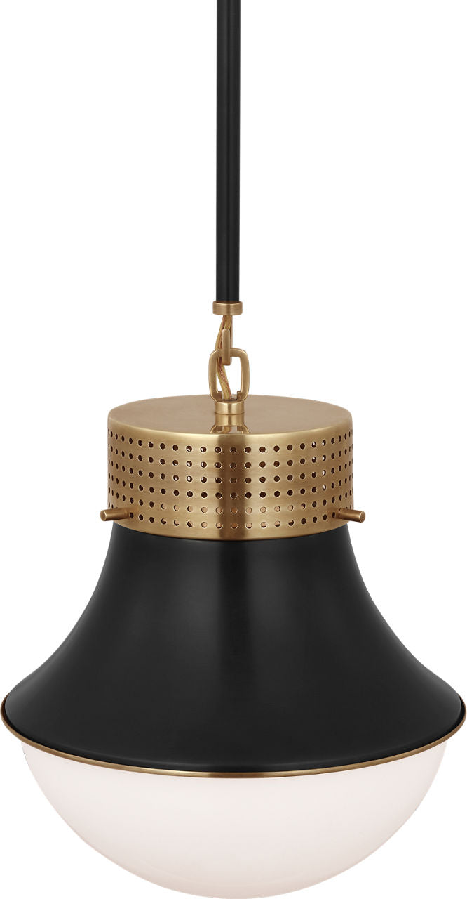 Precision Small Pendant | Antique-Burnished Brass and Bronze | White Glass