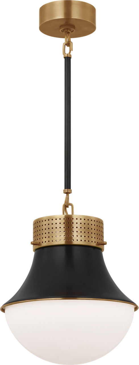 Precision Small Pendant | Antique-Burnished Brass and Bronze | White Glass