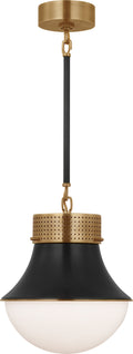 Precision Small Pendant | Antique-Burnished Brass and Bronze | White Glass