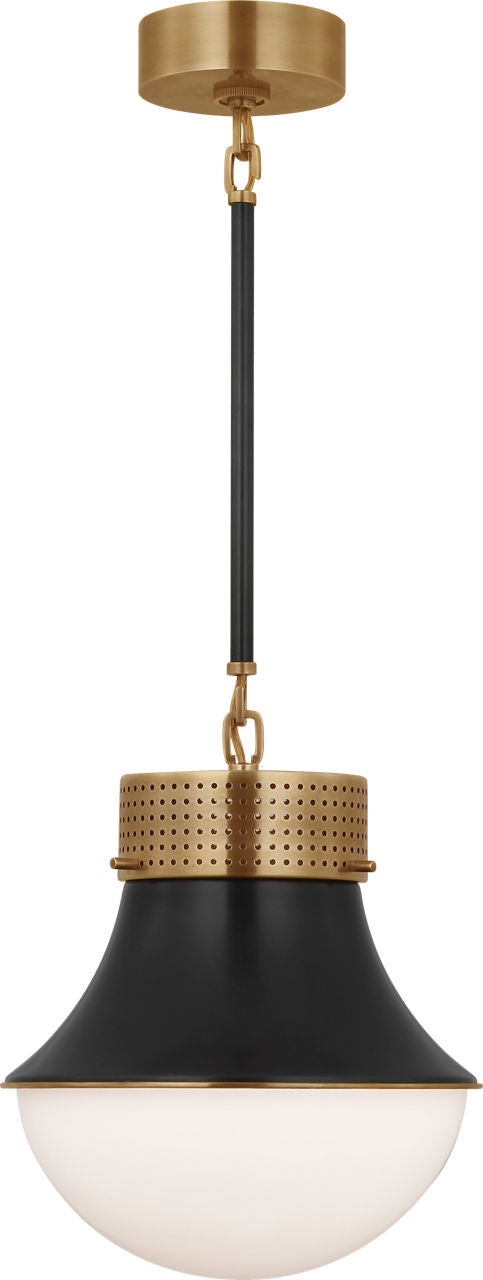 Precision Small Pendant | Antique-Burnished Brass and Bronze | White Glass