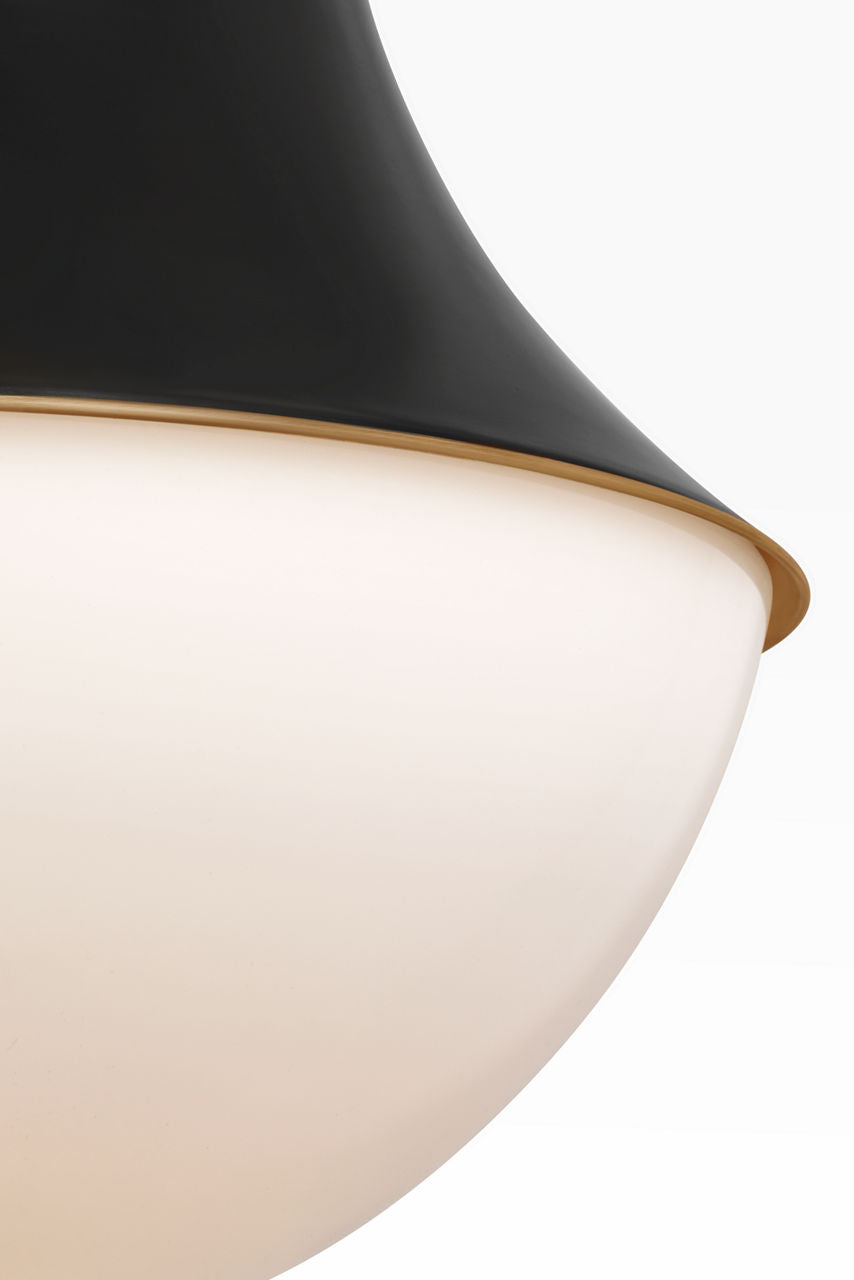 Precision Large Pendant | Antique-Burnished Brass and Bronze | White Glass