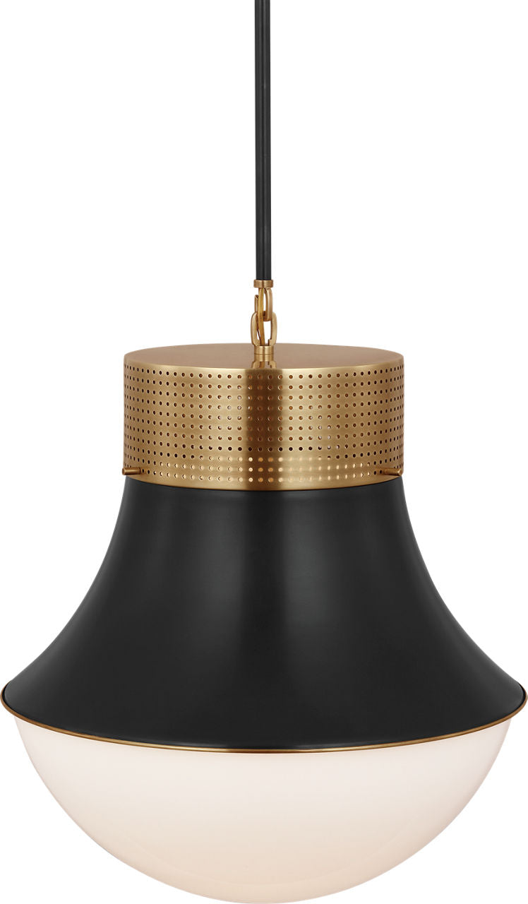 Precision Large Pendant | Antique-Burnished Brass and Bronze | White Glass