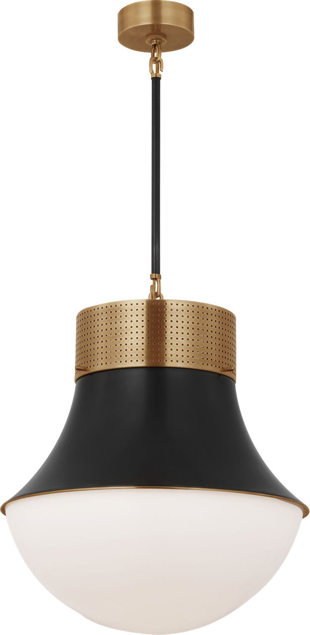 Precision Large Pendant | Antique-Burnished Brass and Bronze | White Glass