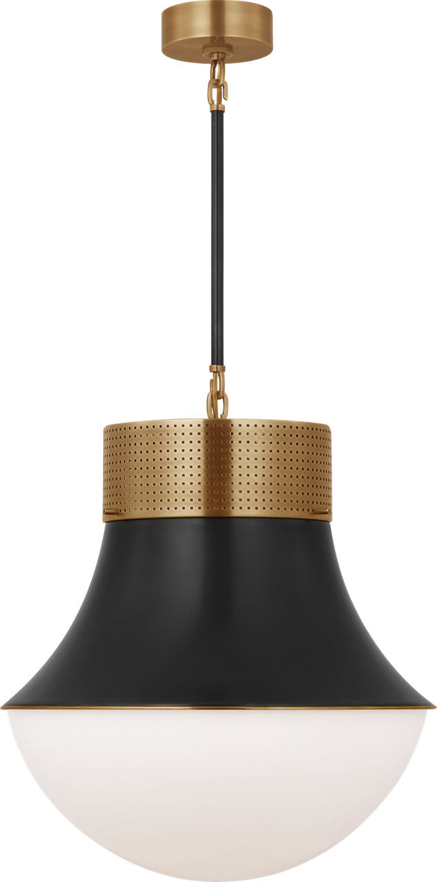 Precision Large Pendant | Antique-Burnished Brass and Bronze | White Glass