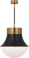 Precision Large Pendant | Antique-Burnished Brass and Bronze | White Glass