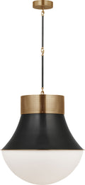 Precision 24" Pendant | Antique-Burnished Brass and Bronze | White Glass