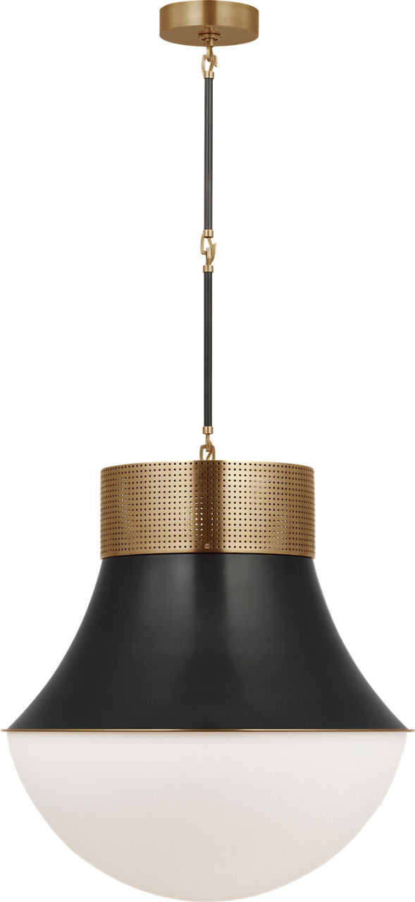 Precision 24" Pendant | Antique-Burnished Brass and Bronze | White Glass