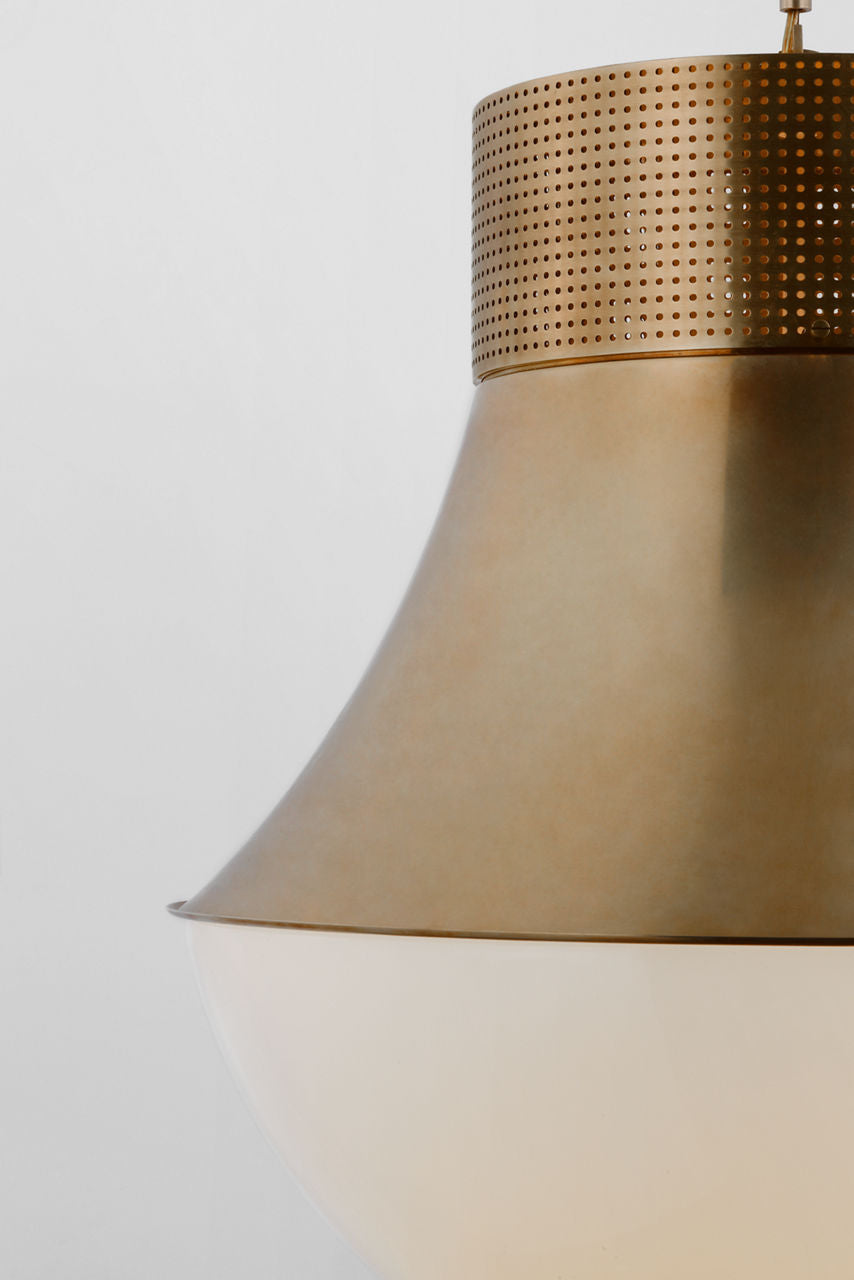 Precision 24" Pendant | Antique-Burnished Brass | White Glass