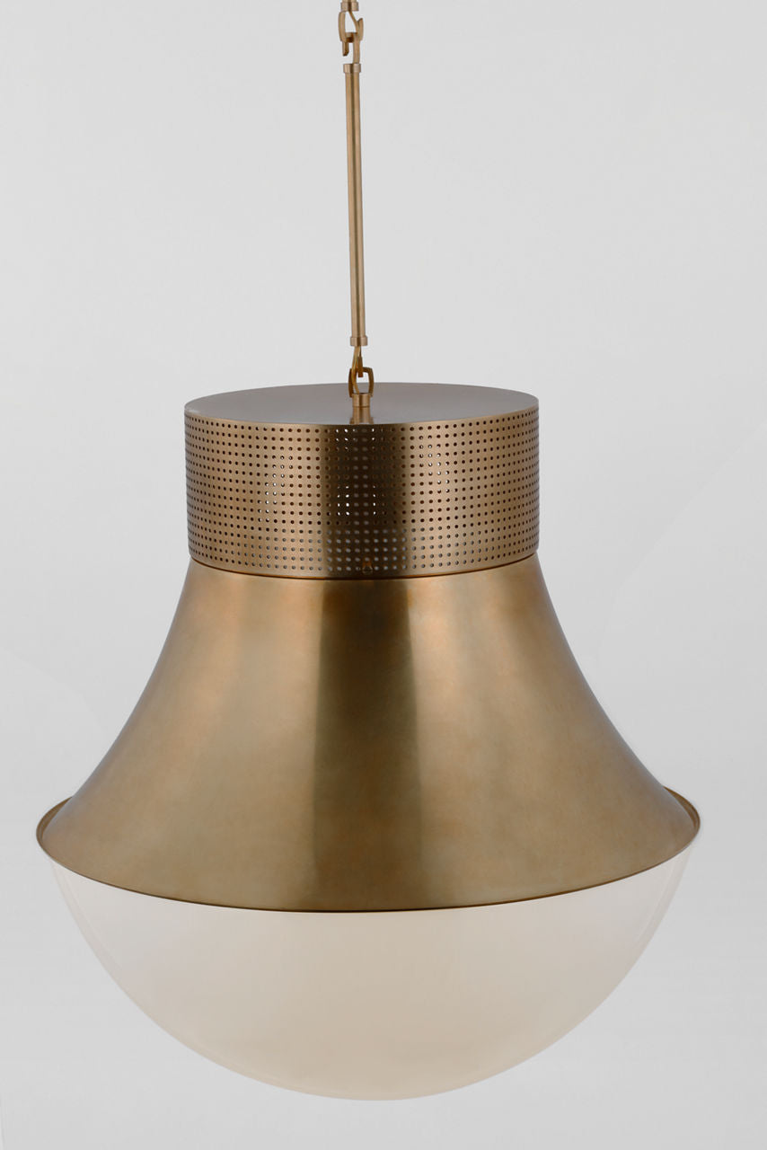 Precision 24" Pendant | Antique-Burnished Brass | White Glass