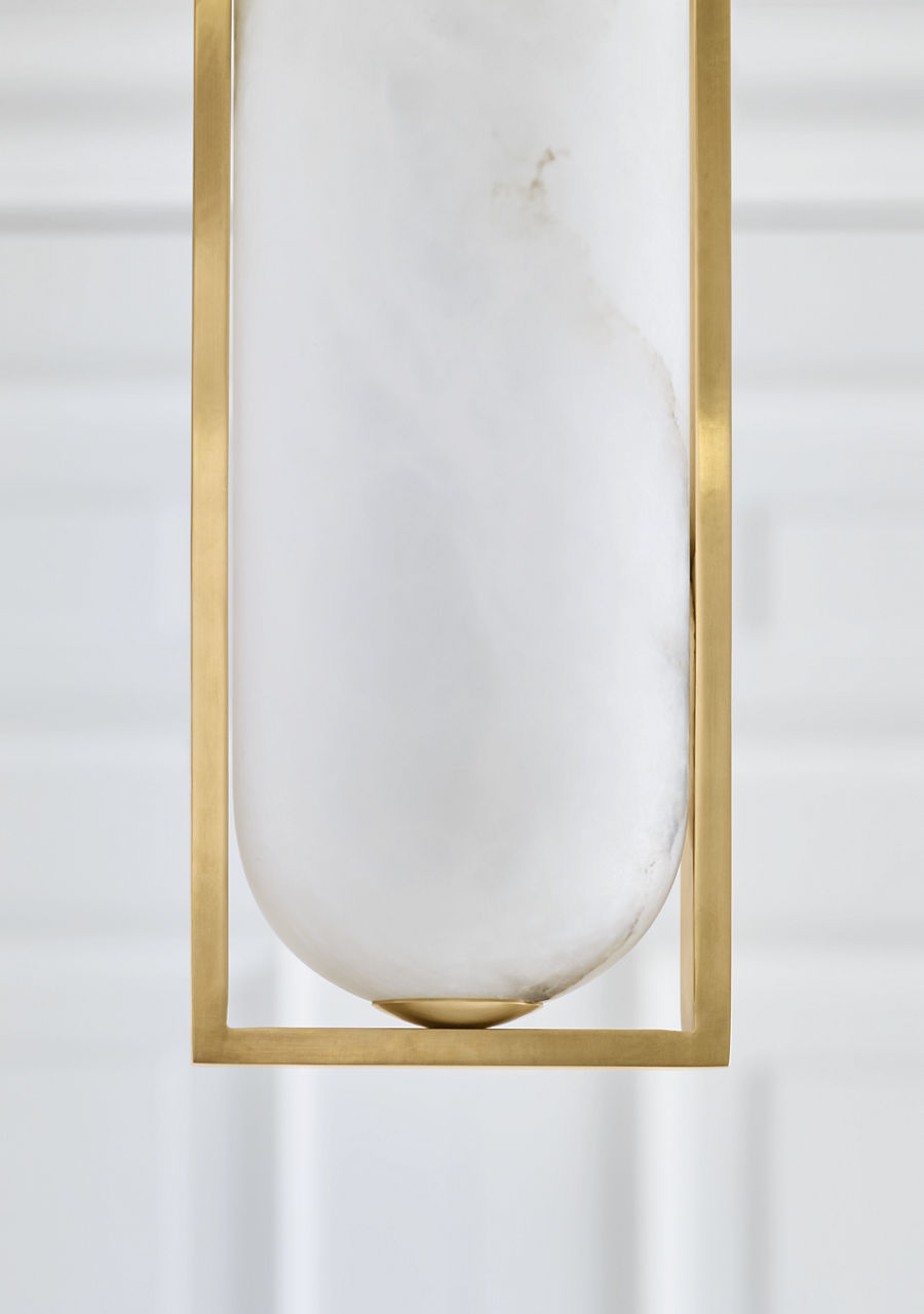 Melange Small Elongated Pendant | Antique-Burnished Brass | Alabaster Shade