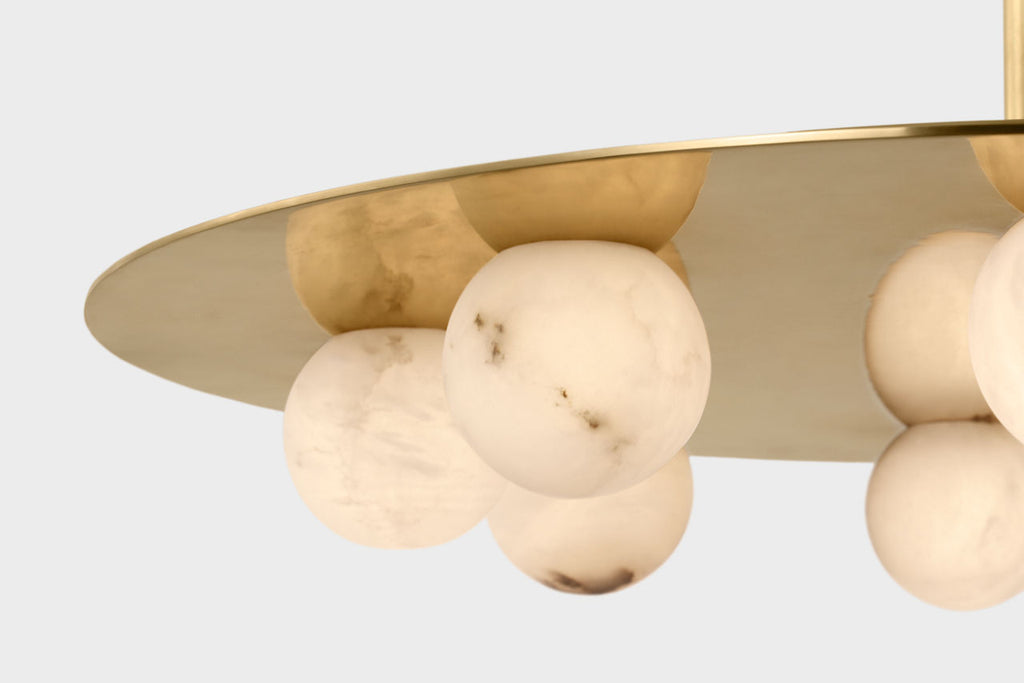Pertica 24" Eight Light Chandelier | Mirrored Antique Brass | Alabaster