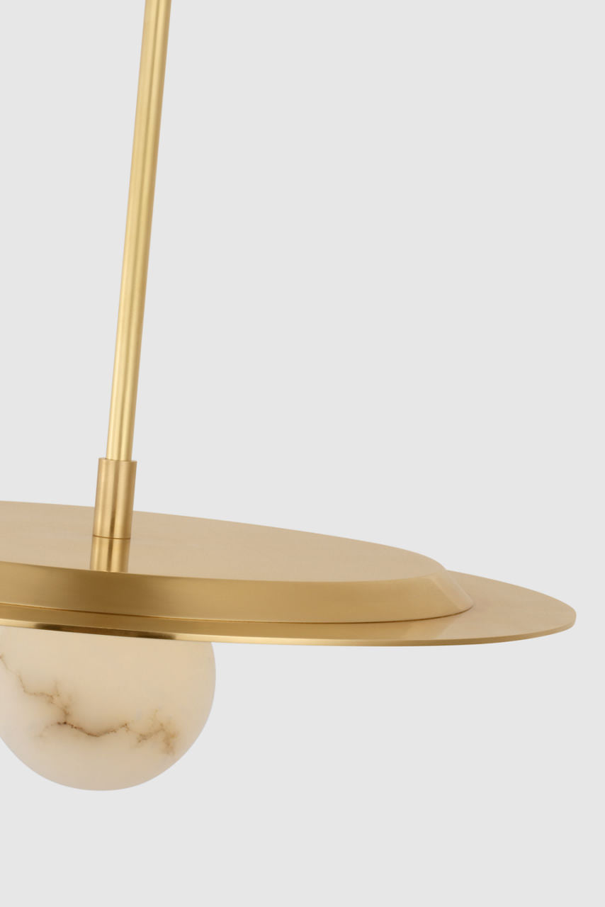 Pertica 18" Disc Pendant | Mirrored Antique Brass | Alabaster