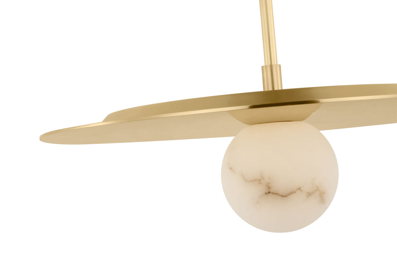 Pertica 18" Disc Pendant | Mirrored Antique Brass | Alabaster