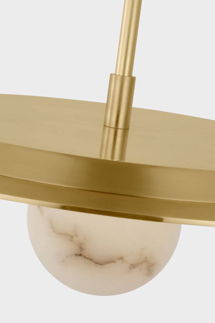 Pertica 18" Disc Pendant | Mirrored Antique Brass | Alabaster