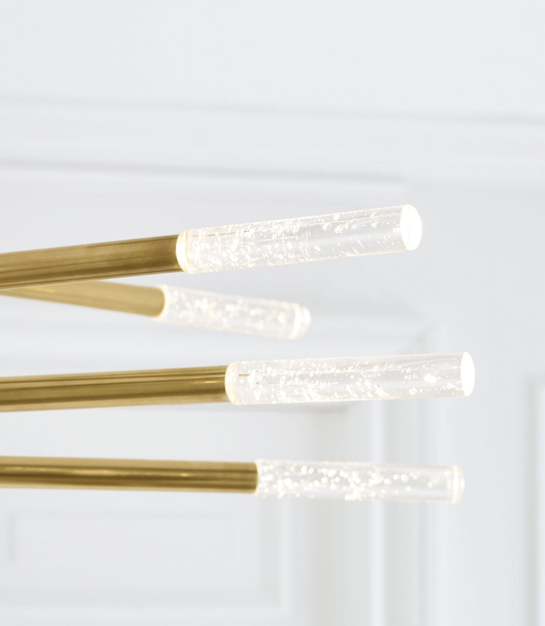 Rousseau Grande Ten Light Articulating Chandelier | Antique-Burnished Brass | Seeded Glass