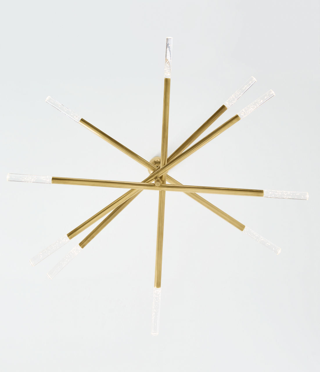 Rousseau Grande Ten Light Articulating Chandelier | Antique-Burnished Brass | Seeded Glass