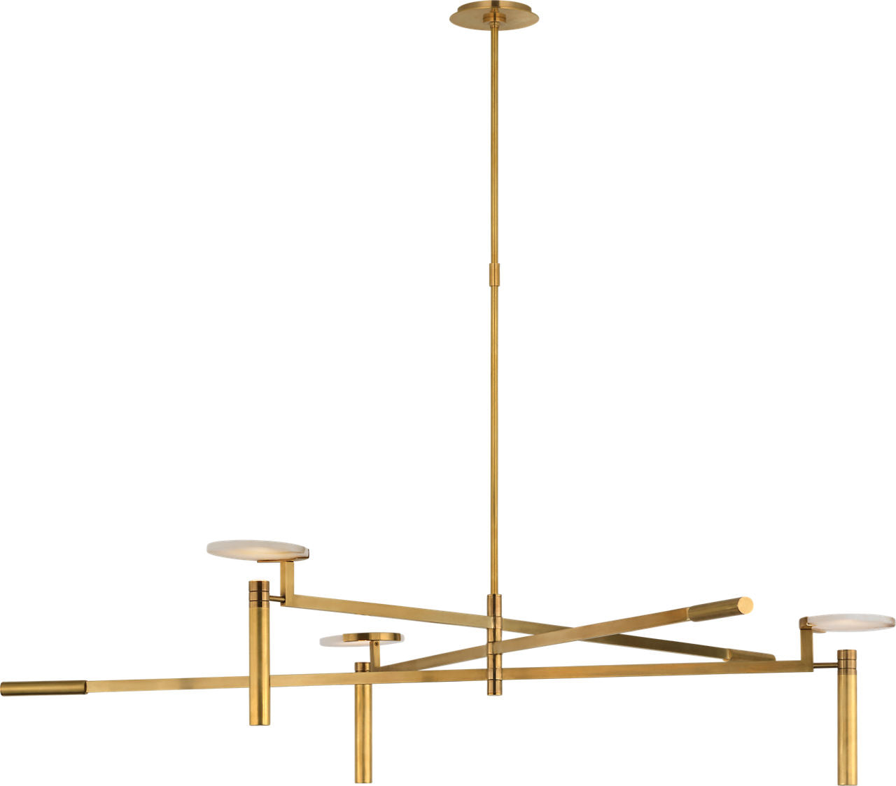 Melange Extra Large Floating Disc Linear Chandelier | Antique-Burnished Brass | Alabaster