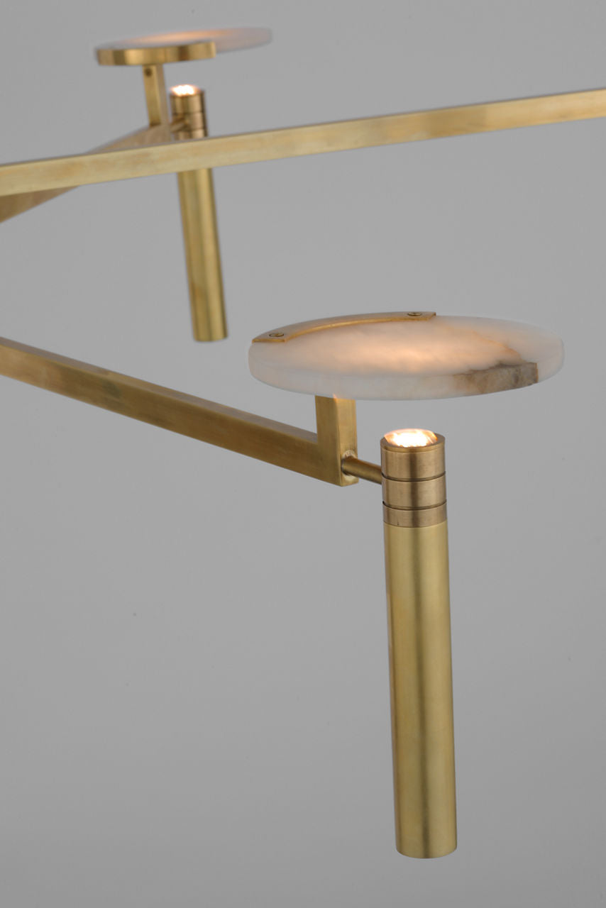 Melange Grande Floating Disc Chandelier | Antique-Burnished Brass | Alabaster