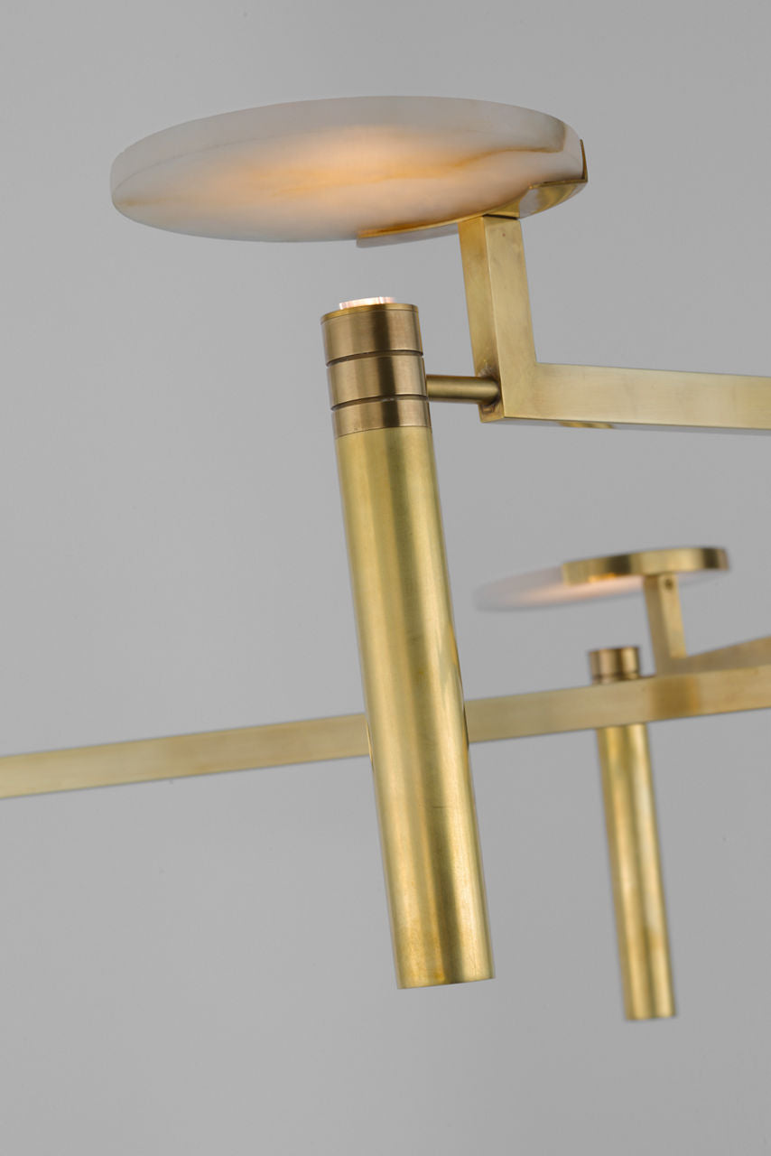 Melange Grande Floating Disc Chandelier | Antique-Burnished Brass | Alabaster
