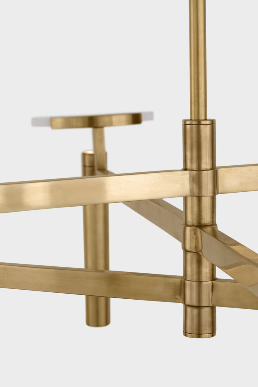 Melange Grande Floating Disc Chandelier | Antique-Burnished Brass | Alabaster