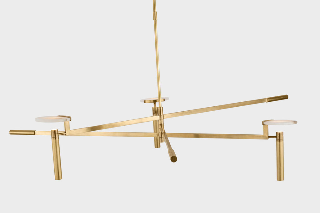 Melange Grande Floating Disc Chandelier | Antique-Burnished Brass | Alabaster