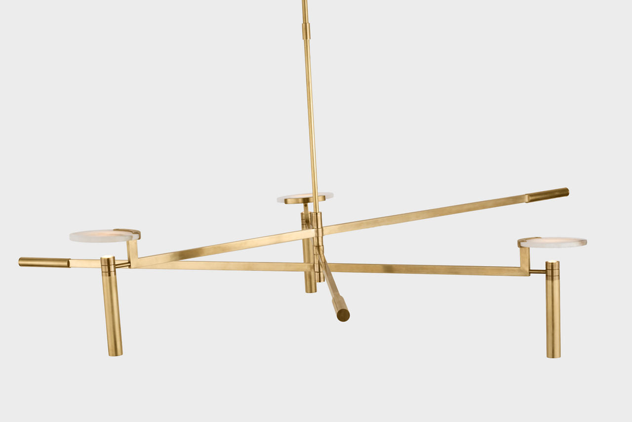 Melange Grande Floating Disc Chandelier | Antique-Burnished Brass | Alabaster