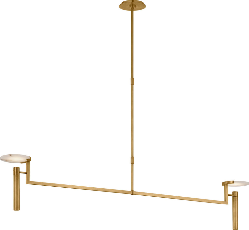 Melange Extra Large Floating Disc Linear Chandelier | Antique-Burnished Brass | Alabaster