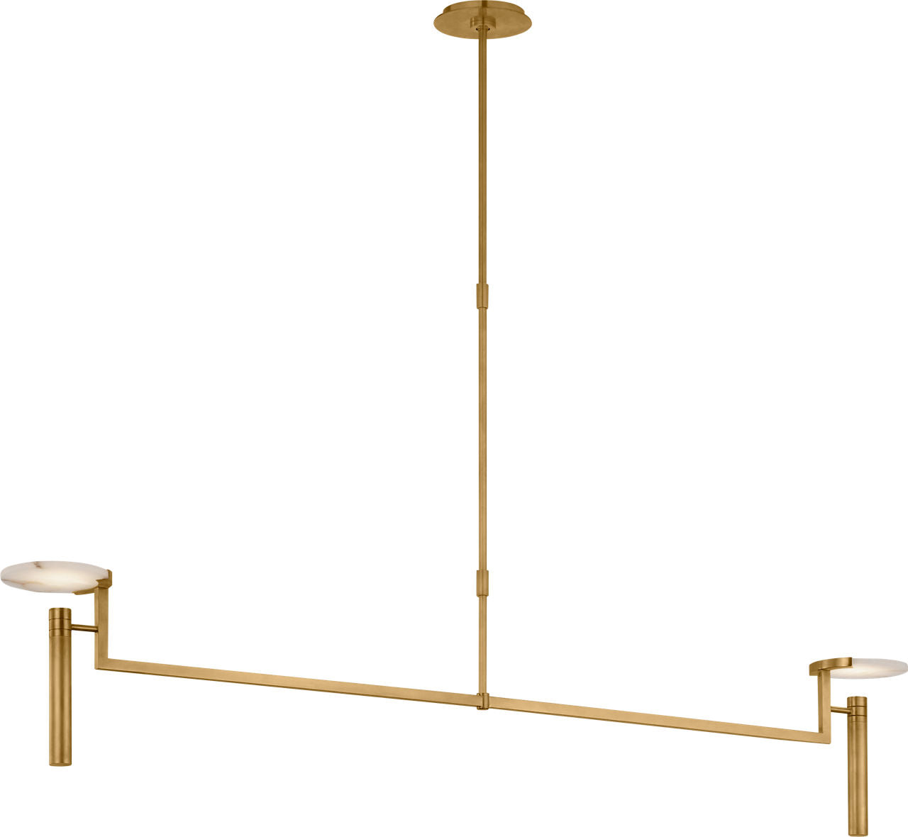 Melange Extra Large Floating Disc Linear Chandelier | Antique-Burnished Brass | Alabaster