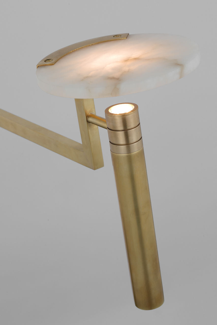 Melange Extra Large Floating Disc Linear Chandelier | Antique-Burnished Brass | Alabaster