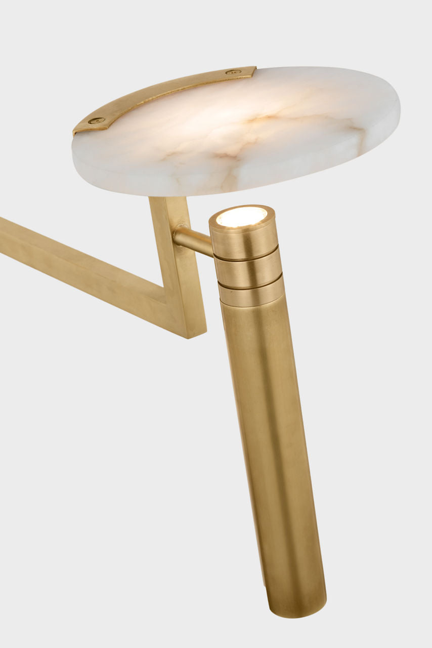 Melange Extra Large Floating Disc Linear Chandelier | Antique-Burnished Brass | Alabaster