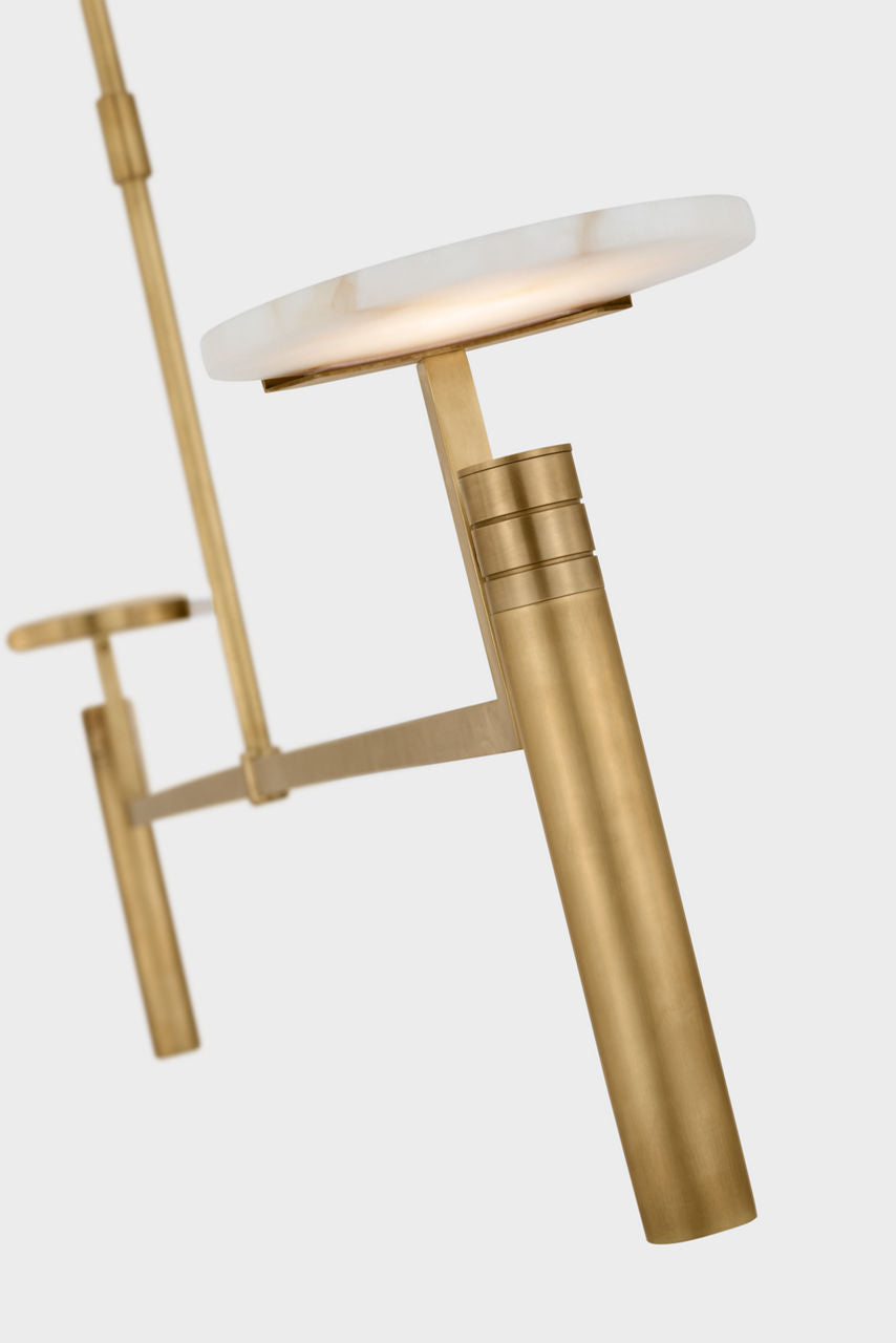 Melange Extra Large Floating Disc Linear Chandelier | Antique-Burnished Brass | Alabaster