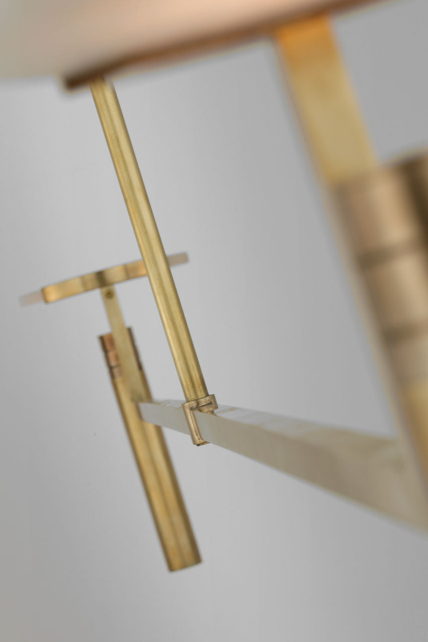 Melange Extra Large Floating Disc Linear Chandelier | Antique-Burnished Brass | Alabaster